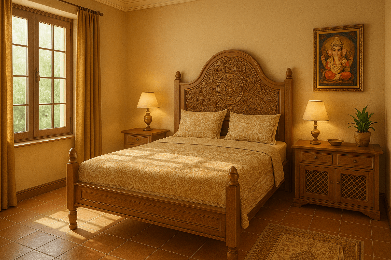 Bedroom interiors with idol
